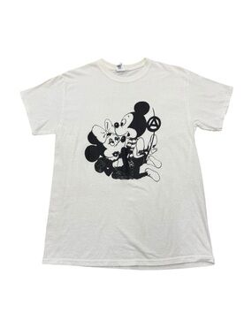 Men’s Mickey/Minny T shirt collab A white cotton 2010s